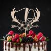 Vinisong Personalized Initials Cake Topper Wreath Letter D Cake Topper Wood Monogram Cake Topper Rustic Wedding Cake Topper Birthday Cake Decoration(Design 01,D) view 4