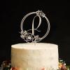Vinisong Personalized Initials Cake Topper Wreath Letter R Cake Topper Wood Monogram Cake Topper Rustic Wedding Cake Topper Birthday Cake Decoration(Design 08,R) view 1