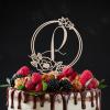 Vinisong Personalized Initials Cake Topper Wreath Letter R Cake Topper Wood Monogram Cake Topper Rustic Wedding Cake Topper Birthday Cake Decoration(Design 08,R) view 4