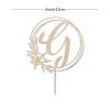 Vinisong Personalized Initials Cake Topper Wreath Letter G Cake Topper Wood Monogram Cake Topper Rustic Wedding Cake Topper Birthday Cake Decoration(Design 10,G) view 2