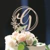 Vinisong Personalized Initials Cake Topper Wreath Letter G Cake Topper Wood Monogram Cake Topper Rustic Wedding Cake Topper Birthday Cake Decoration(Design 10,G) view 3