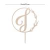 Vinisong Personalized Initials Cake Topper Wreath Letter J Cake Topper Wood Monogram Cake Topper Rustic Wedding Cake Topper Birthday Cake Decoration(Design 06,J) view 2