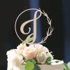 Vinisong Personalized Initials Cake Topper Wreath Letter J Cake Topper Wood Monogram Cake Topper Rustic Wedding Cake Topper Birthday Cake Decoration(Design 06,J) view 3