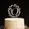 Vinisong Personalized Initials Cake Topper Wreath Letter O Cake Topper Wood Monogram Cake Topper Rustic Wedding Cake Topper Birthday Cake Decoration(Design 11,O) view 1