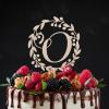 Vinisong Personalized Initials Cake Topper Wreath Letter O Cake Topper Wood Monogram Cake Topper Rustic Wedding Cake Topper Birthday Cake Decoration(Design 11,O) view 4