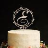 Vinisong Personalized Initials Cake Topper Wreath Letter E Cake Topper Wood Monogram Cake Topper Rustic Wedding Cake Topper Birthday Cake Decoration(Design 05,E) view 1