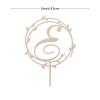 Vinisong Personalized Initials Cake Topper Wreath Letter E Cake Topper Wood Monogram Cake Topper Rustic Wedding Cake Topper Birthday Cake Decoration(Design 05,E) view 2