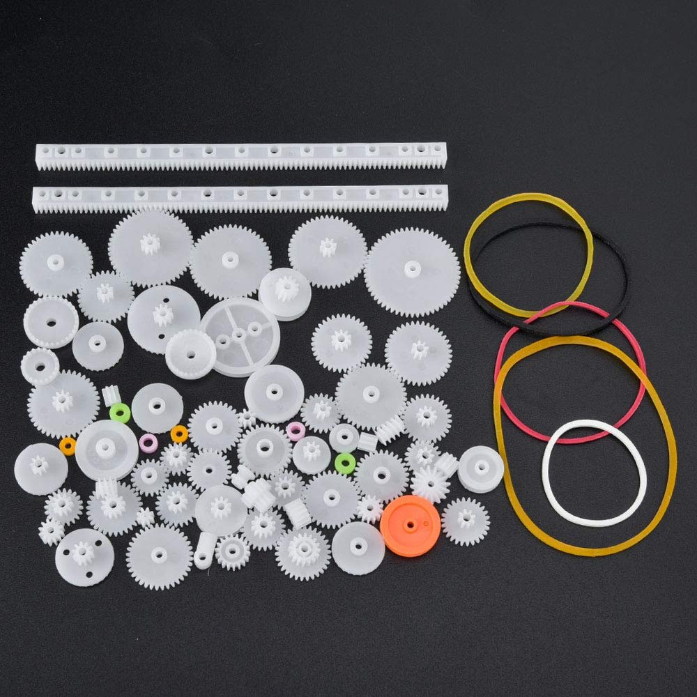 75Pcs Plastic Gear Belt Pulley, Premium ABS Material Long Lasting and Multipurpose Worrm Shaft Sleeve Set for DIY Robot and Motor Toy