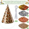 Spiareal 24 Pieces Safari Party Hats Jungle Animal Safari Theme Cone Paper Hats for Kids Zoo Birthday Party Supplies Favor view 4