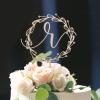 Vinisong Personalized Initials Cake Topper Wreath Letter R Cake Topper Wood Monogram Cake Topper Rustic Wedding Cake Topper Birthday Cake Decoration(Design 07,R) view 3