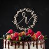 Vinisong Personalized Initials Cake Topper Wreath Letter R Cake Topper Wood Monogram Cake Topper Rustic Wedding Cake Topper Birthday Cake Decoration(Design 07,R) view 4