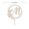 Vinisong Personalized Initials Cake Topper Wreath Letter M Cake Topper Wood Monogram Cake Topper Rustic Wedding Cake Topper Birthday Cake Decoration(Design 10,M) view 2