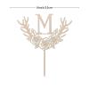Vinisong Personalized Initials Cake Topper Wreath Letter M Cake Topper Wood Monogram Cake Topper Rustic Wedding Cake Topper Birthday Cake Decoration(Design 02,M) view 2