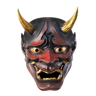 Boxwizard Samurai Oni Mask, Japanese Hannya, Horror Cosplay Prajna Ghostface for Halloween Party Costume Props