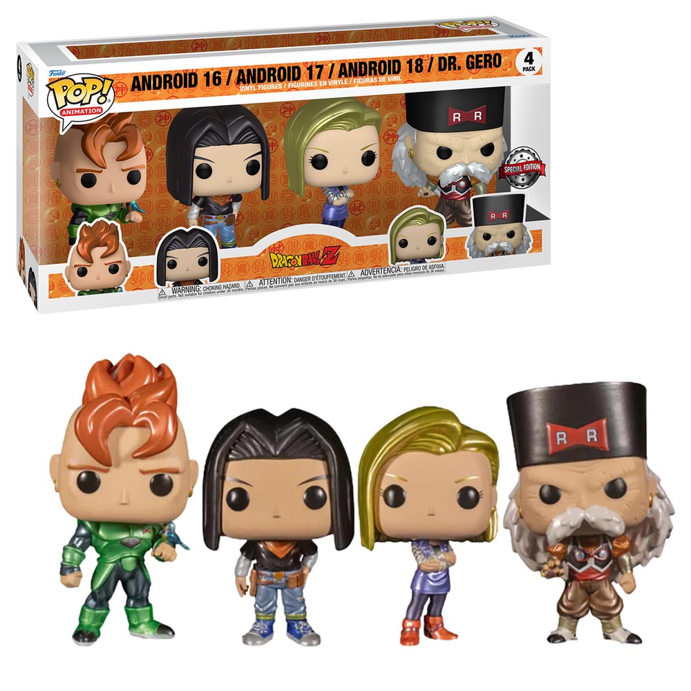 Funko Pop! Animation: Dragon Ball Z - Android 16-4PK - Collectible Vinyl Figure - Gift Idea - Official Products - Toys for Kids and Adults - Anime Fans