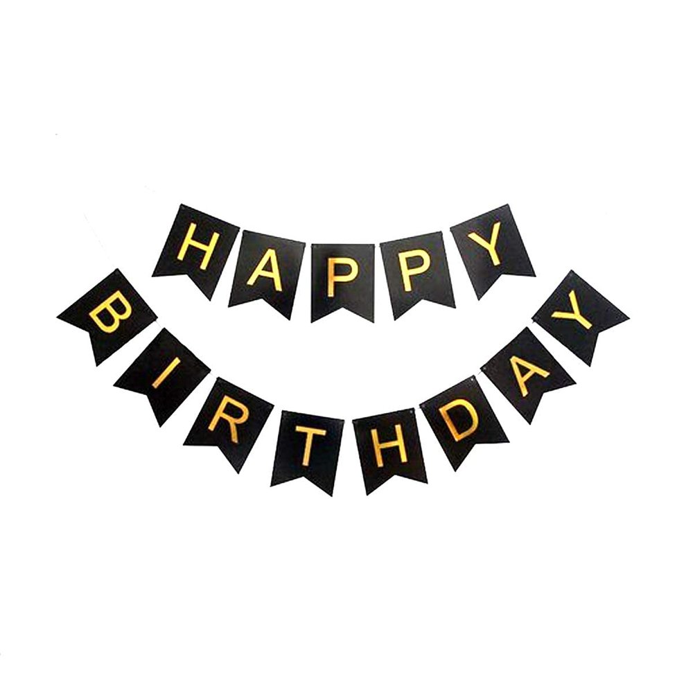 BBRATS Black Happy Birthday Banner Bunting Decoration