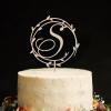 Vinisong Personalized Initials Cake Topper Wreath Letter S Cake Topper Wood Monogram Cake Topper Rustic Wedding Cake Topper Birthday Cake Decoration(Design 05,S) view 1