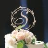 Vinisong Personalized Initials Cake Topper Wreath Letter S Cake Topper Wood Monogram Cake Topper Rustic Wedding Cake Topper Birthday Cake Decoration(Design 05,S) view 3