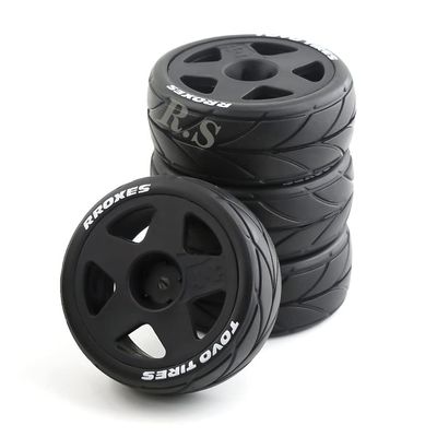 Lifehead 4PCS 65mm Rubber Tires Flat Running Tire Plastic Wheel Carnival Rally Wheel Fit for 1/10 RC Rally Car HPI Tamiya Kyosho WRC Claw 43 Ken Block Fiesta XV01 TT02, Black B