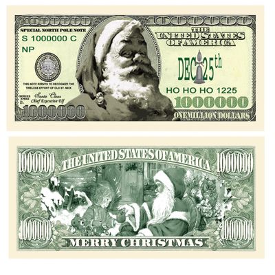 American Art Classics Pack of 50 Santa Claus Million Dollar Bill - Modern Style Bill - The Ultimate Stocking Stuffer