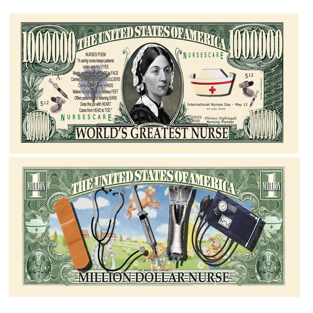 American Art Classics Pack of 100 - Nursing Million Dollar Bill - Best Gift for Nurses Or Anyone in The Field of Nursing