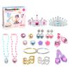 PicassoTiles Princess Dress Up + 63 Piece Magnetic Building Tiles, 24pc Fairytale Pretend Play Tiara, Jewelry Boutique, Shoes & Fashion Accessories Toy Collection, 2 Character Figures 9 Tile Styles view 2