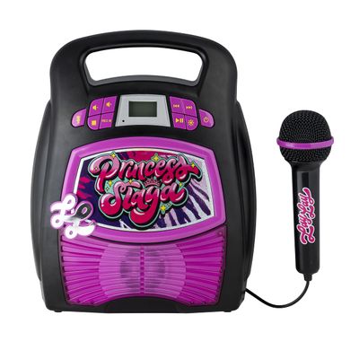 eKids That Girl Lay Lay Karaoke Machine for Kids, Bluetooth Speaker with Microphone and Karaoke Recorder to Save and Share Performances via USB Port, Black