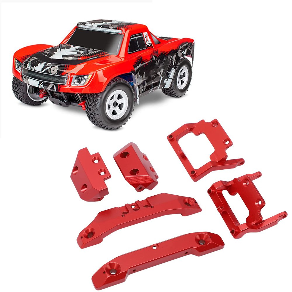 Bumper Replacement Set, RC 1/18 Aluminum Alloy RC Front Rear Bumpers Plates Upgrade Parts for Latrax Teton 1/18(Red)