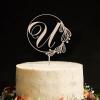 Vinisong Personalized Initials Cake Topper Wreath Letter U Cake Topper Wood Monogram Cake Topper Rustic Wedding Cake Topper Birthday Cake Decoration(Design 09,U) view 1