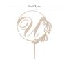 Vinisong Personalized Initials Cake Topper Wreath Letter U Cake Topper Wood Monogram Cake Topper Rustic Wedding Cake Topper Birthday Cake Decoration(Design 09,U) view 2