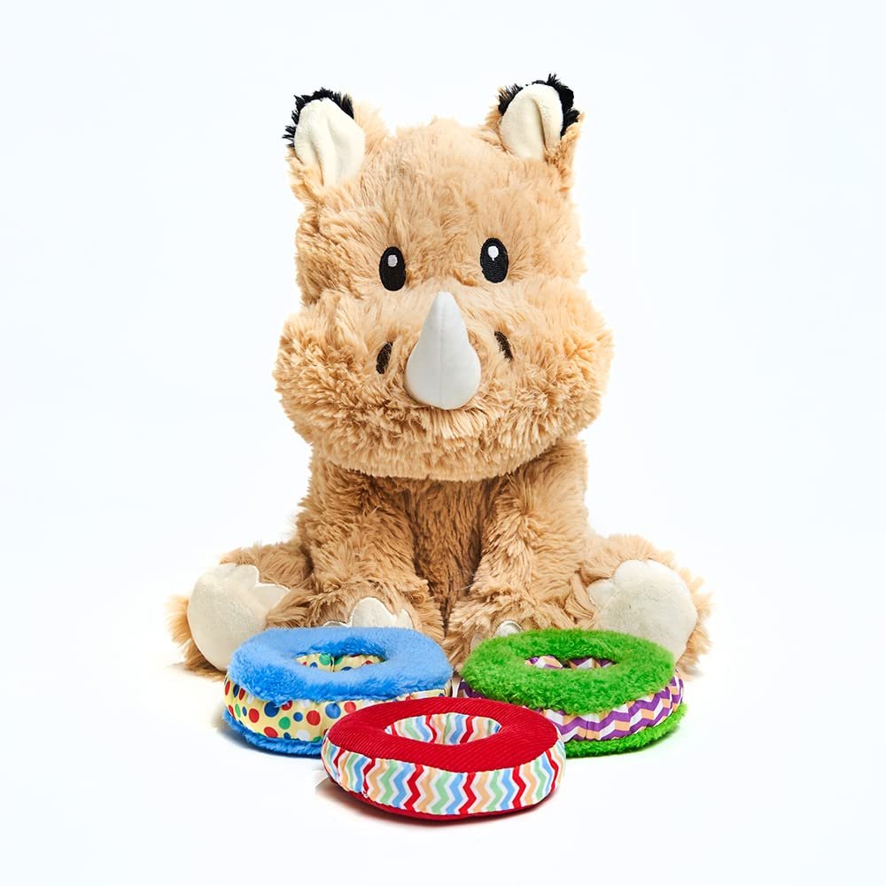 Cuddle Barn - Ring-O-Round Remi | Animated Interactive Stuffed Animal Rhino Plush Toy Plays Song and Comes with Plush Rings, 11"