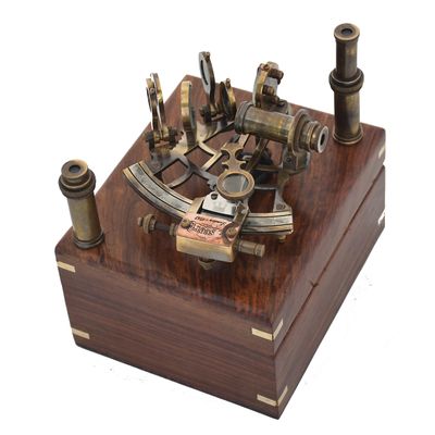 WOANIN Brass Nautical Sextant J Scott London Vintage Antique Astrolabe Ship Navigation Instrument Celestial & Nautical Sextant with Two Extra Sighting Telescope (Personalized, 6" Inch)
