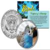 Blue Parakeet Birds Genuine U.S. JFK Kennedy Half Dollar Coin view 1