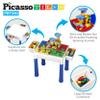 PicassoTiles Activity Center Table + 63 Piece Magnetic Building Tiles, 331pc Dual Size Building Blocks Play Table & Study Desk, Sandbox Water Tight Container Storage, 2 Character Figures 9 Tile Styles view 3