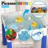 PicassoTiles Activity Center Table + 63 Piece Magnetic Building Tiles, 331pc Dual Size Building Blocks Play Table & Study Desk, Sandbox Water Tight Container Storage, 2 Character Figures 9 Tile Styles view 4