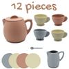 BrushinBella Silicone Tea Set - 12-Piece Toddler Toy Tea Set - Safe Kids Play - Durable Toy Teapot, Creamer, Tea Cups - Dishwasher-Safe Mini- Cute Tea Party Set for Toddlers view 4