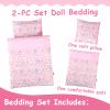Pink Rabbit Print Doll Bedding Set - Mattress, Pillow & Blanket for 18 Inch Dolls - Includes 1 Mattress, 1 Pillow, 2 Blankets - Cute Doll Accessories - Gifts view 2