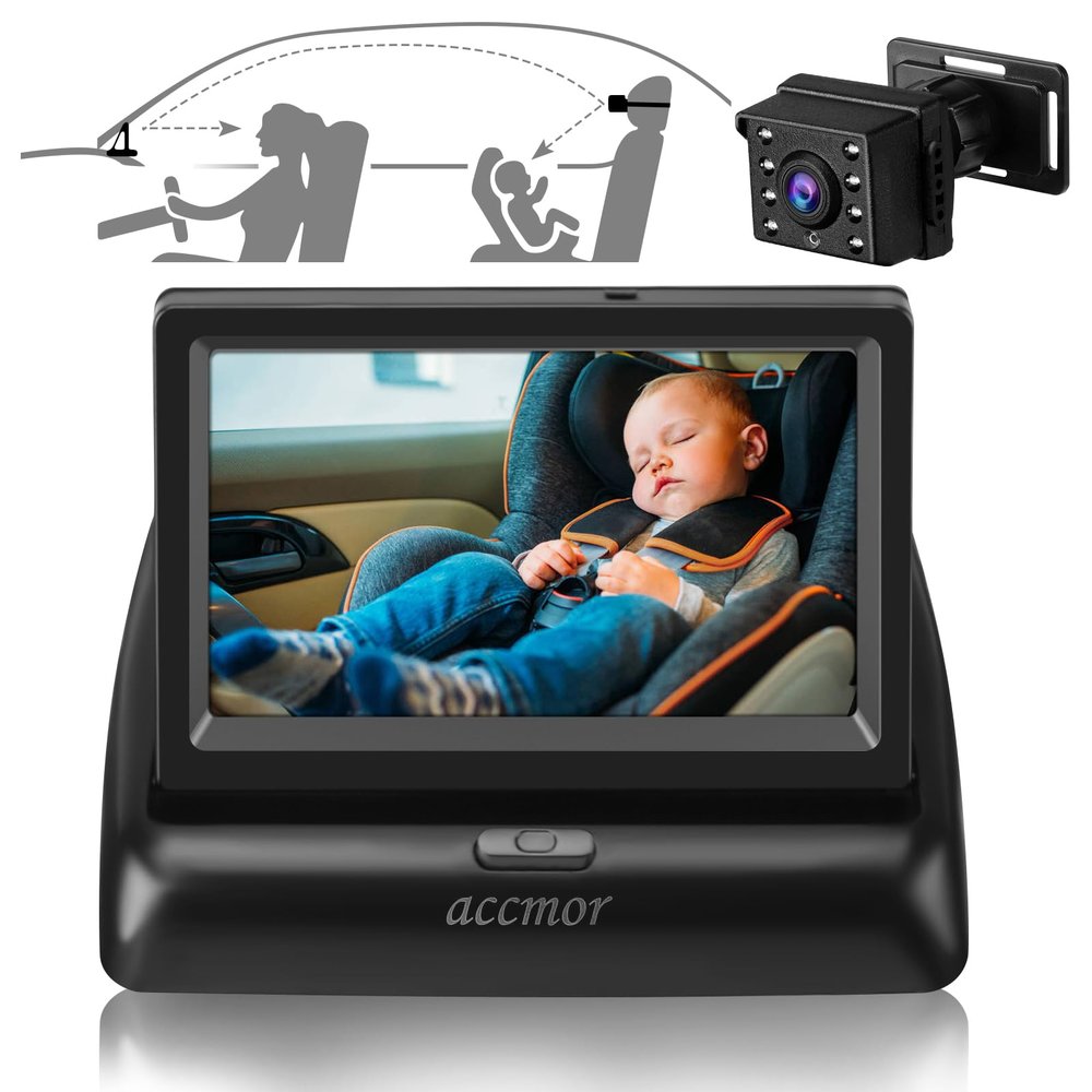 Accmor Baby Car Mirror for Back Seat Rear Facing, Night Vision Function Safety Car Seat Camera Monitored Mirror