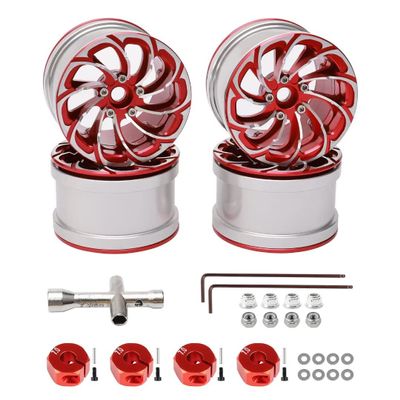 Rchobbytop 4PCS Aluminum 2.2 Inch Beadlock Wheel Rims for 1/10 RC Crawler Truck Wraith RR10 SCX10 Jeep KM2 TRX-4 RC4WD etc, Red & Silver