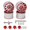Rchobbytop 4PCS Aluminum 2.2 Inch Beadlock Wheel Rims for 1/10 RC Crawler Truck Wraith RR10 SCX10 Jeep KM2 TRX-4 RC4WD etc, Red & Silver view 1