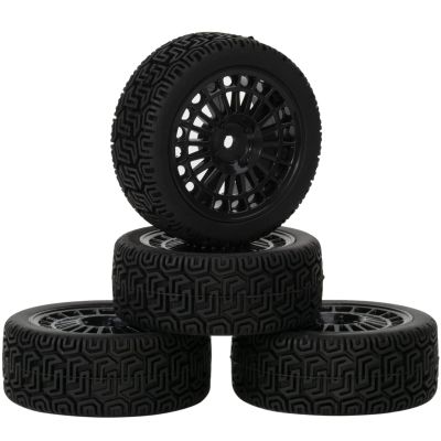 HobbyMarking RC Car Tires & Wheels Rims Set 12mm Hex Drive Hub for Tamiya TT-01 TT-02 On-Road 1/10 Scale Model Car