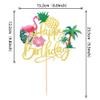 1 PCS Flamingo Happy Birthday Cake Topper Glitter Palm Tree Turtle Leaf Flower Pineapple Flamingo Cake Pick Decorations for Tropical Hawaiian Luau Theme Baby Shower kids Birthday Party Supplies view 2