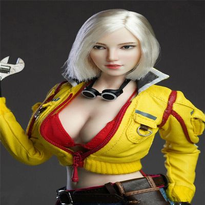 1/6 Scale Female Head Sculpt, Asian Girl Pale Skin Head Carved for 12inch Female Action Figure Body Doll (Short Sliver Hair)