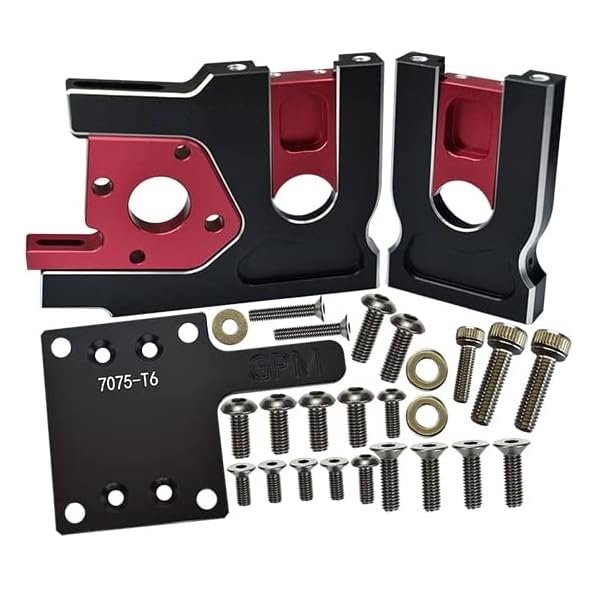 Aluminum 7075-T6 Center Differential Mount Quick Release Motor Base for Traxxas 1/8 4WD Sledge Monster Truck 95076-4 - 30Pc Set Black