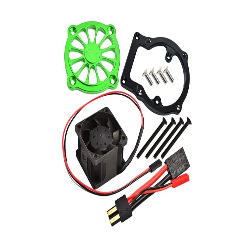 Aluminum 6061-T6 Motor Heatsink with Cooling Fan for Traxxas 1/8 4WD Sledge Monster Truck 95076-4 - 12Pc Set Green