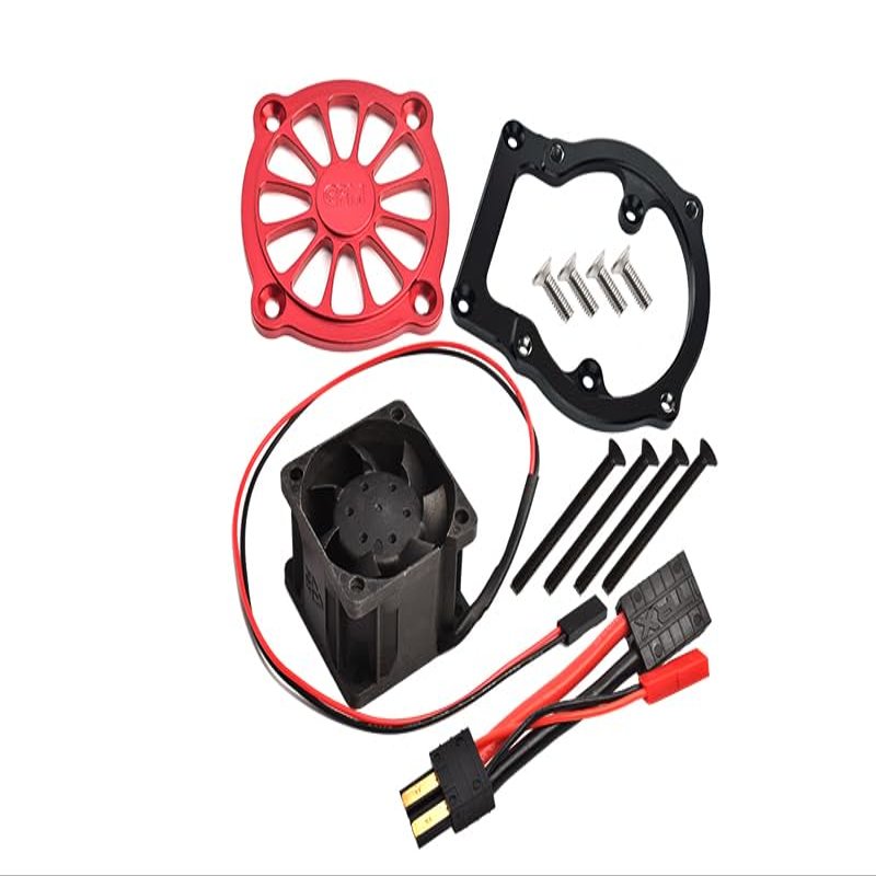 Aluminum 6061-T6 Motor Heatsink with Cooling Fan for Traxxas 1/8 4WD Sledge Monster Truck 95076-4 - 12Pc Set Red
