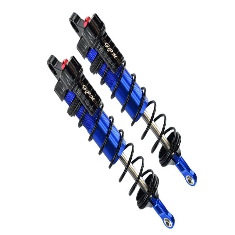 Aluminum Rear L-Shape Piggy Back Adjustable Spring Dampers 143mm For Traxxas 1/8 4WD Sledge Monster Truck 95076-4 - 2Pc Set Blue