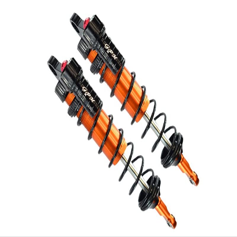 Aluminum Rear L-Shape Piggy Back Adjustable Spring Dampers 143mm For Traxxas 1/8 4WD Sledge Monster Truck 95076-4 - 2Pc Set Orange