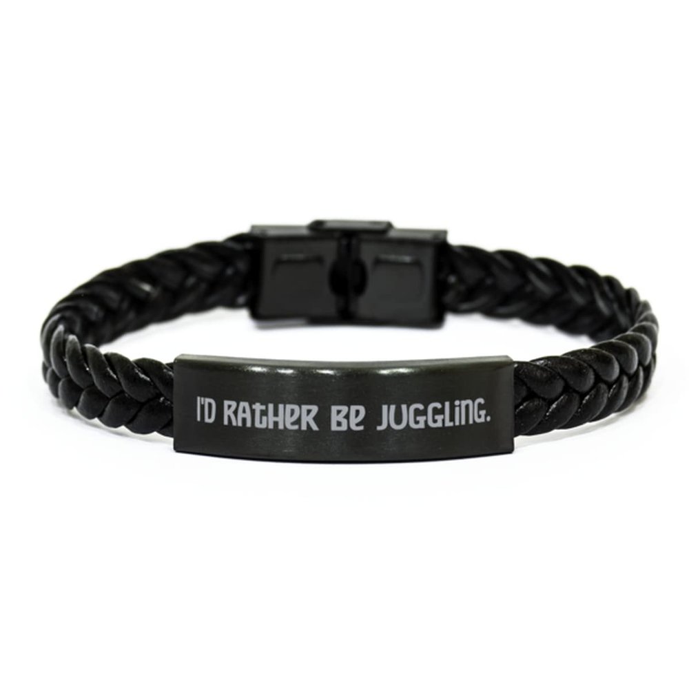 I'd Rather Be Juggling. Braided Leather Bracelet, Juggling, Brilliant for Juggling
