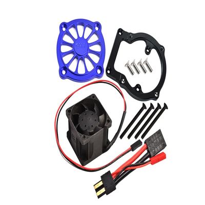 Aluminum 6061-T6 Motor Heatsink with Cooling Fan for Traxxas 1/8 4WD Sledge Monster Truck 95076-4 - 12Pc Set Blue